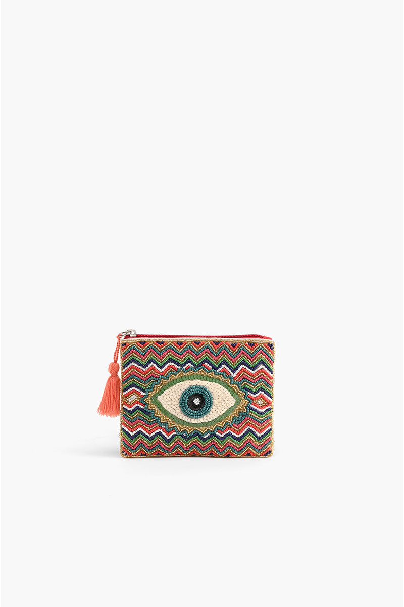 Pink Embellished Evil Eye Mini Pouches America Beyond