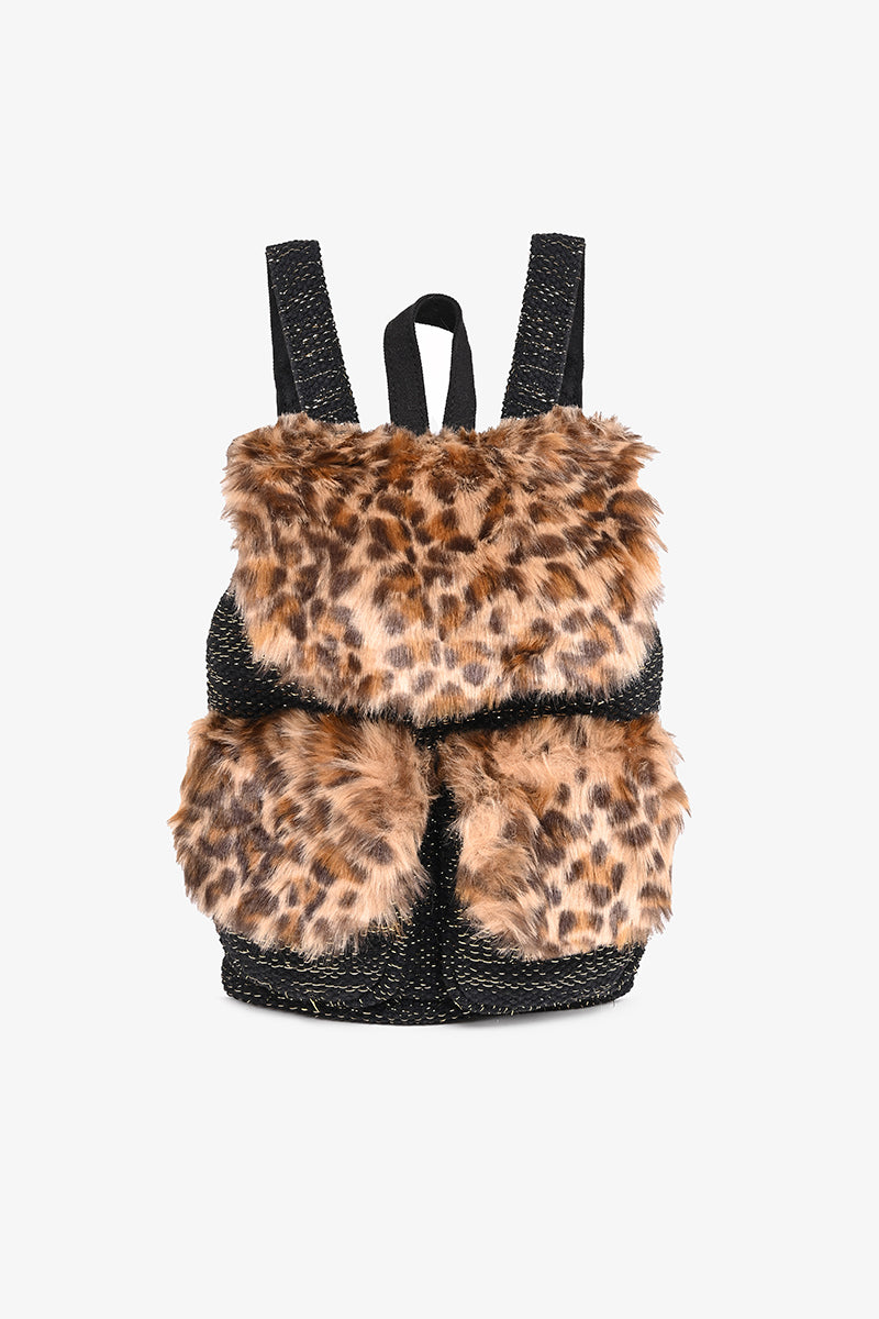 Leopard print faux online fur bag