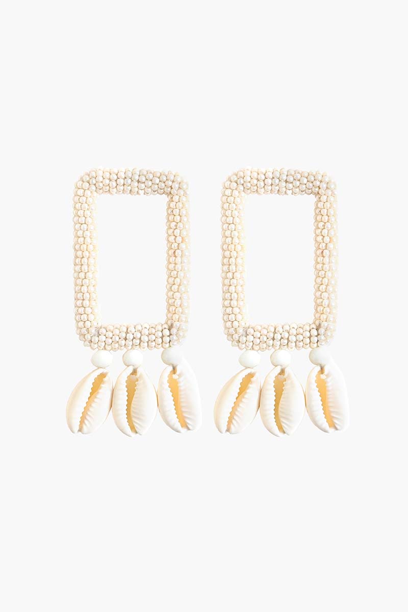 Pearl-Embellished Shell Earrings