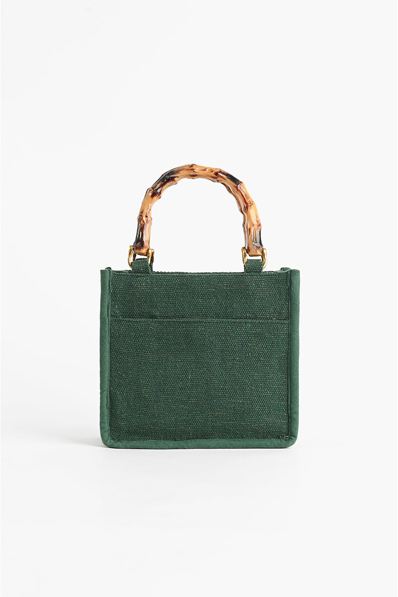 Evergreen Monstera Embellished Crossbody Bag