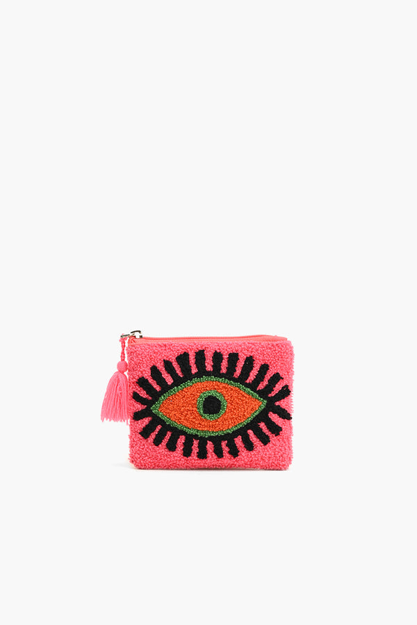 Blazing Pink evil eye coin pouch