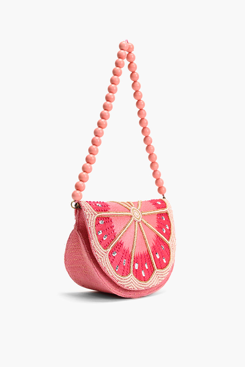 Cresent Pink Lemon Embellished Shoulder Bag America Beyond