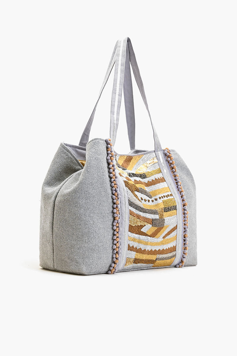Luxe silver Embellished multi-purpose tote