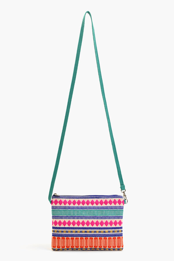 Mexican Striped Spring Top Zip Clutch
