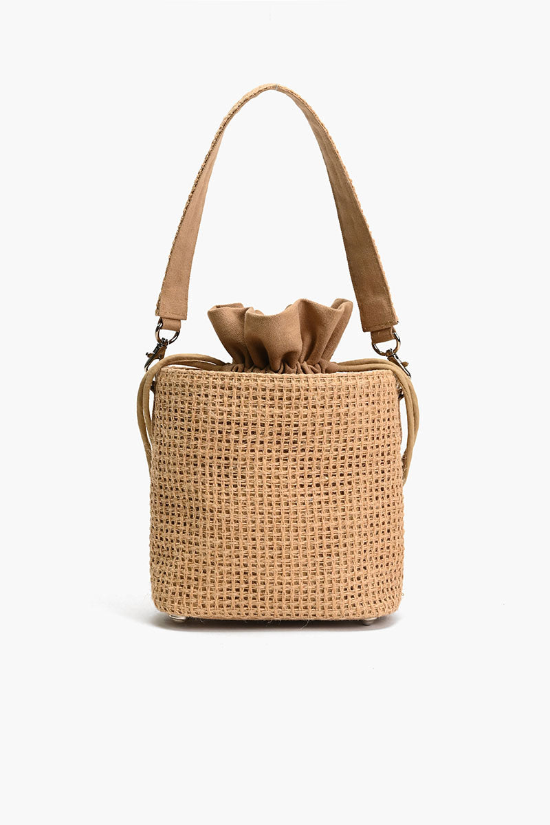 Floral Jute Bucket Bag