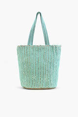 Natural Beauty Upcyled Hand Woven Mint Tote