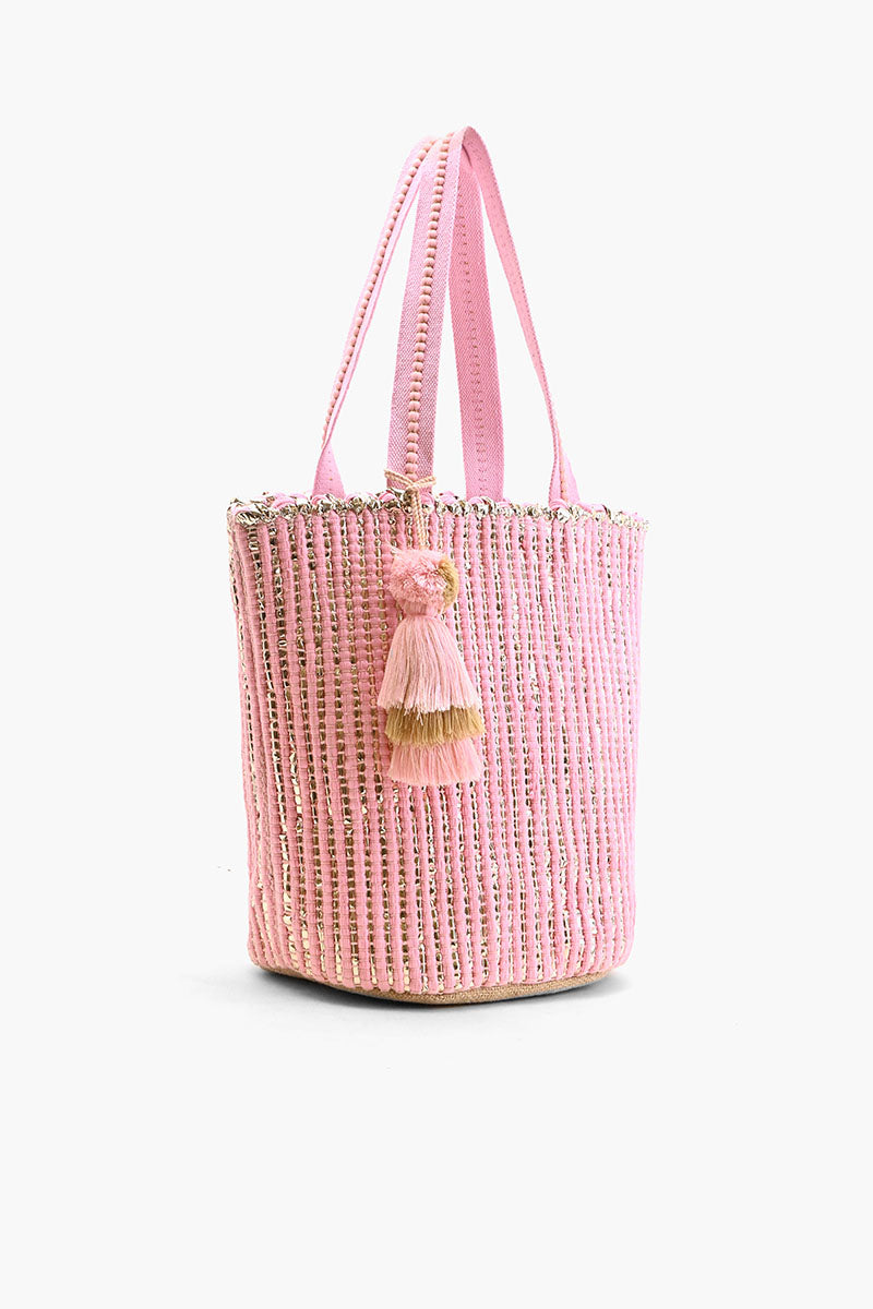 Natural Beauty Upcyled Hand Woven Pink Tote