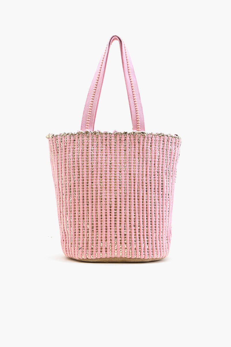 Natural Beauty Upcyled Hand Woven Pink Tote