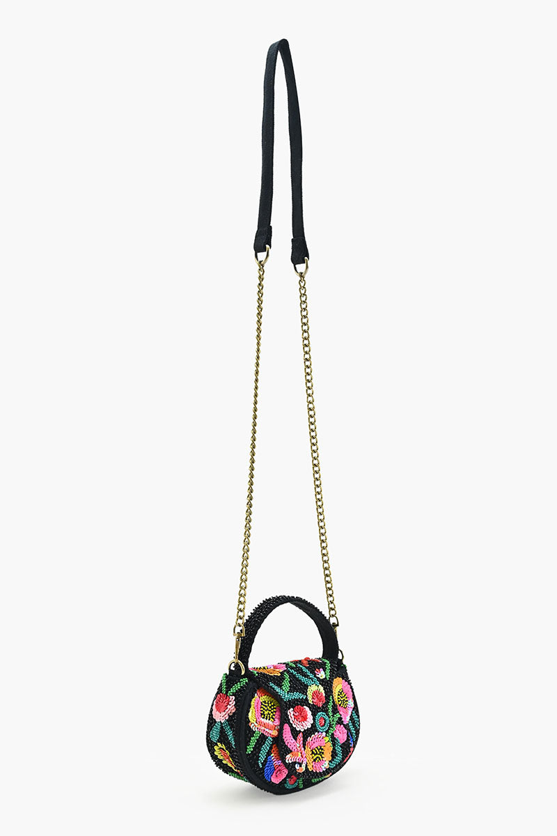 Dark Dahlia Beaded Mini Top Handle Bag