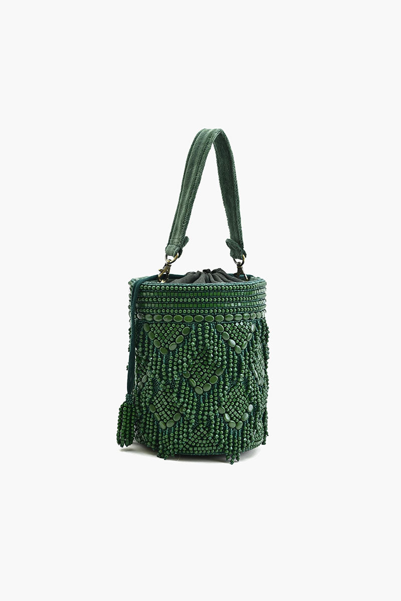 Beaded bucket shops bag