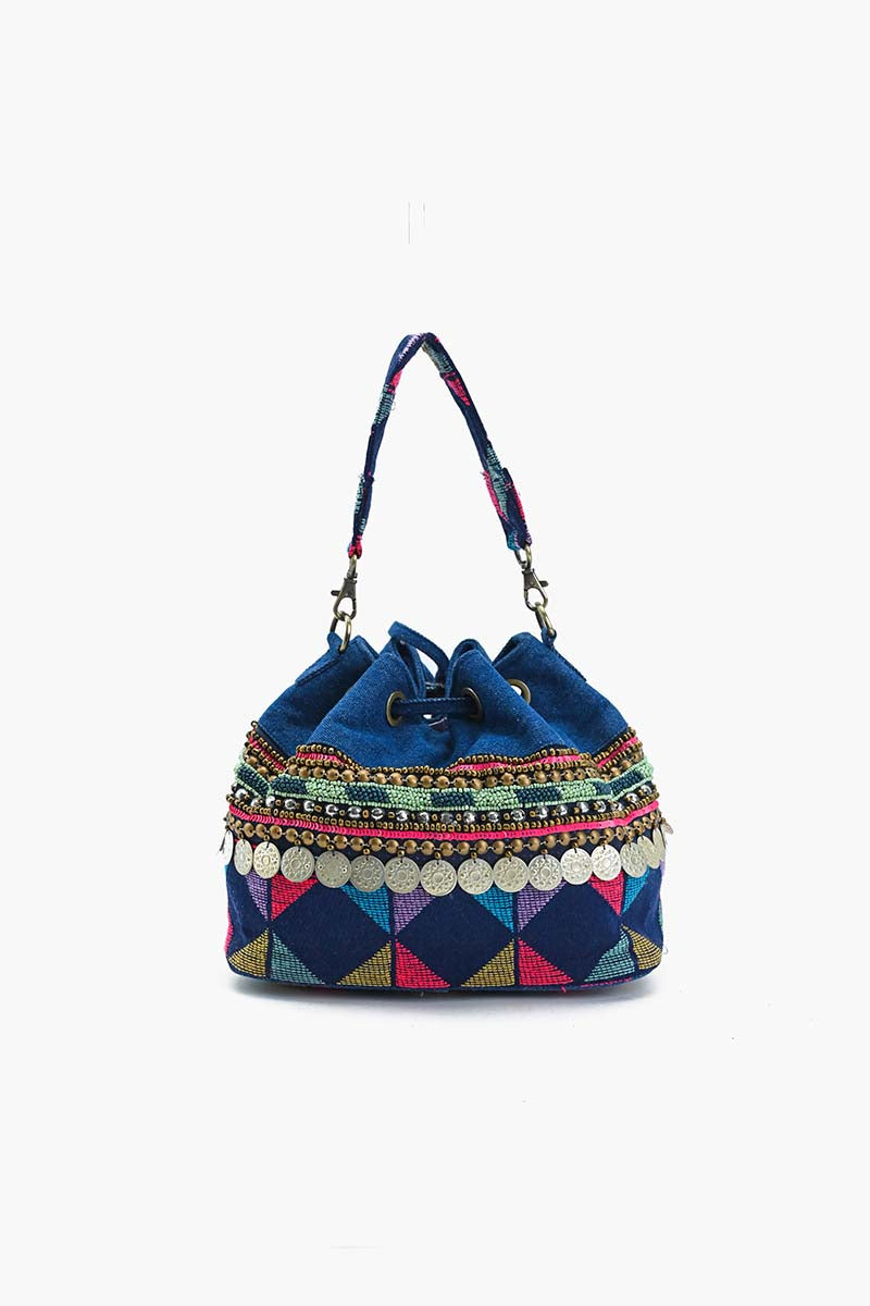 Gypsy Bloom Embellished Bucket Bag