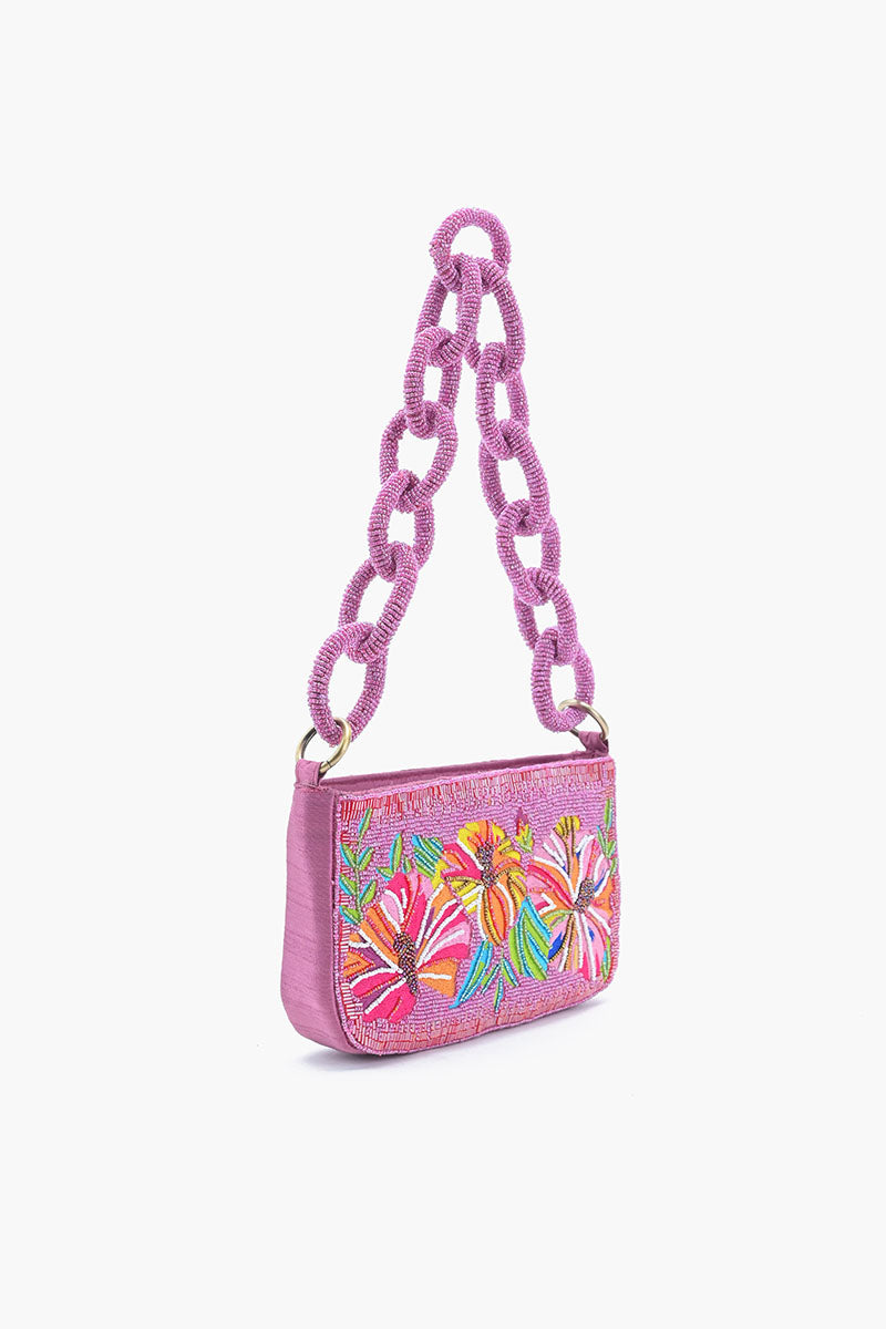 Petal Glimmer Embellished Shoulder Bag