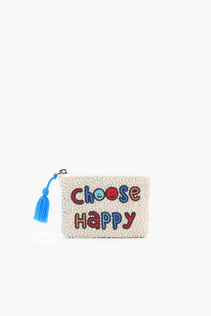 Choose Happy Embroidered Pouch