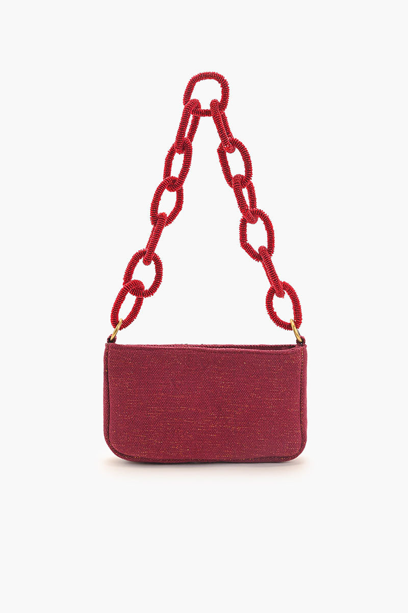 Ruby Glamour Beaded Shoulder Bag