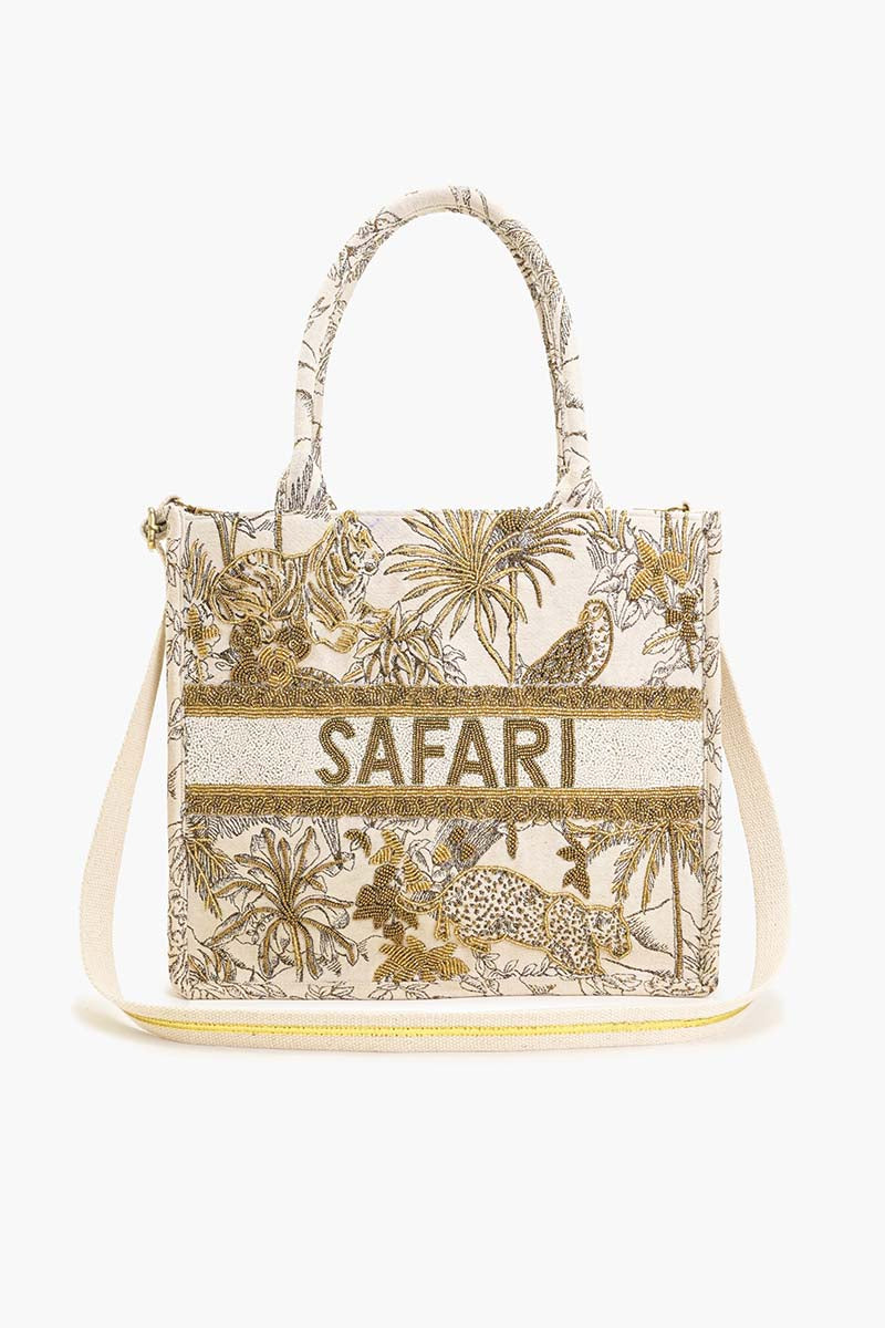 Gold African Safari Embellished Tote