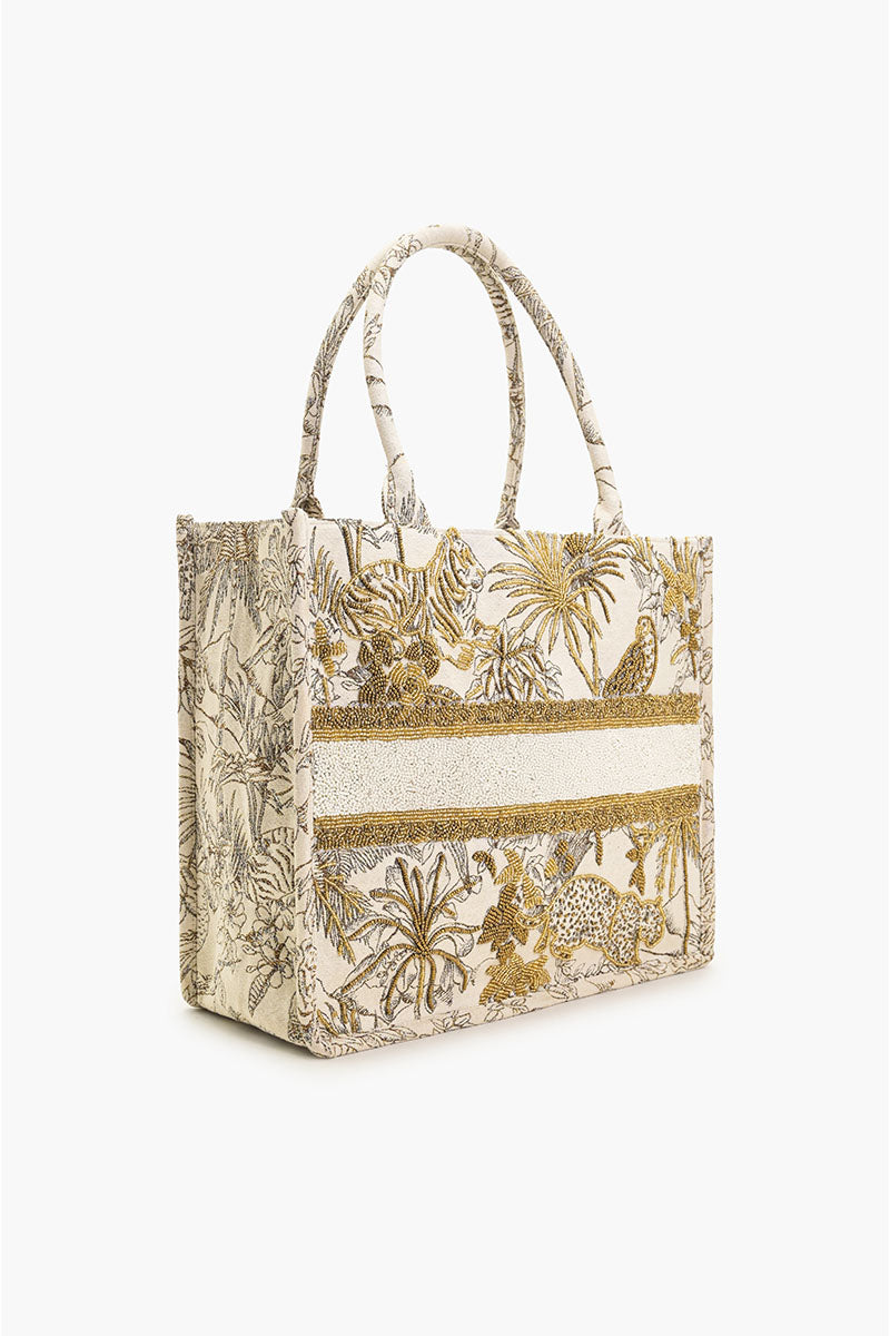 Gold African Safari Embellished Tote