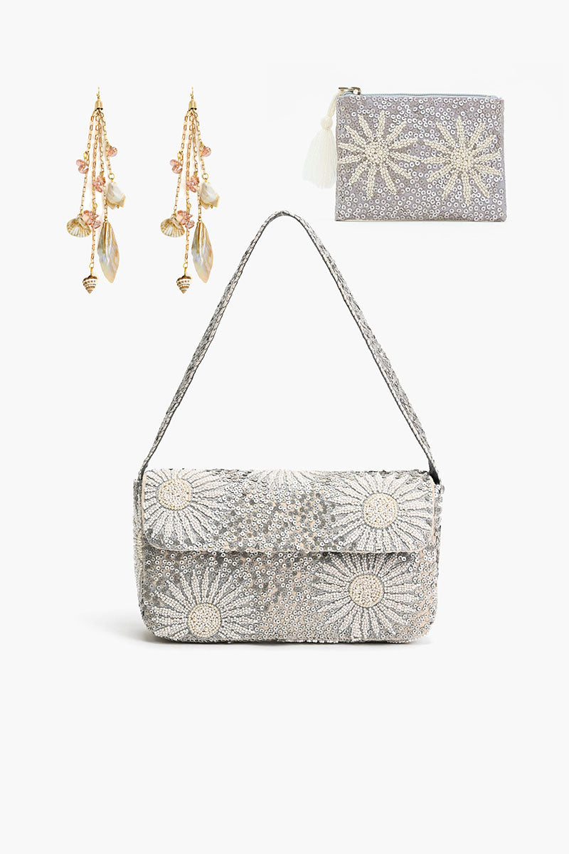 Ivory Petal Elegance Frostwork Shoulder Bag Set 3