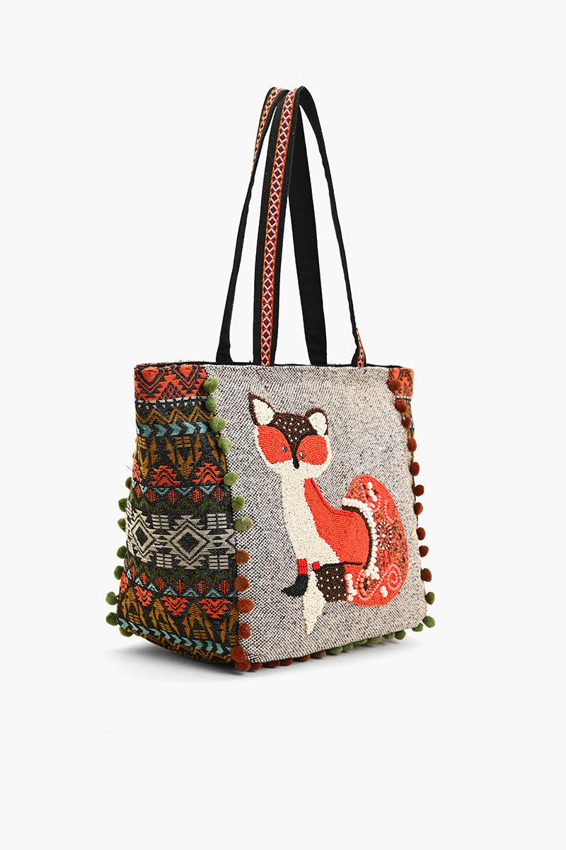 Embellished Shopper Tote Fox