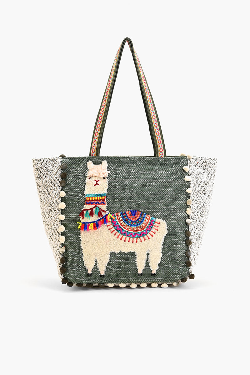 Embellished Shopper Tote Lama