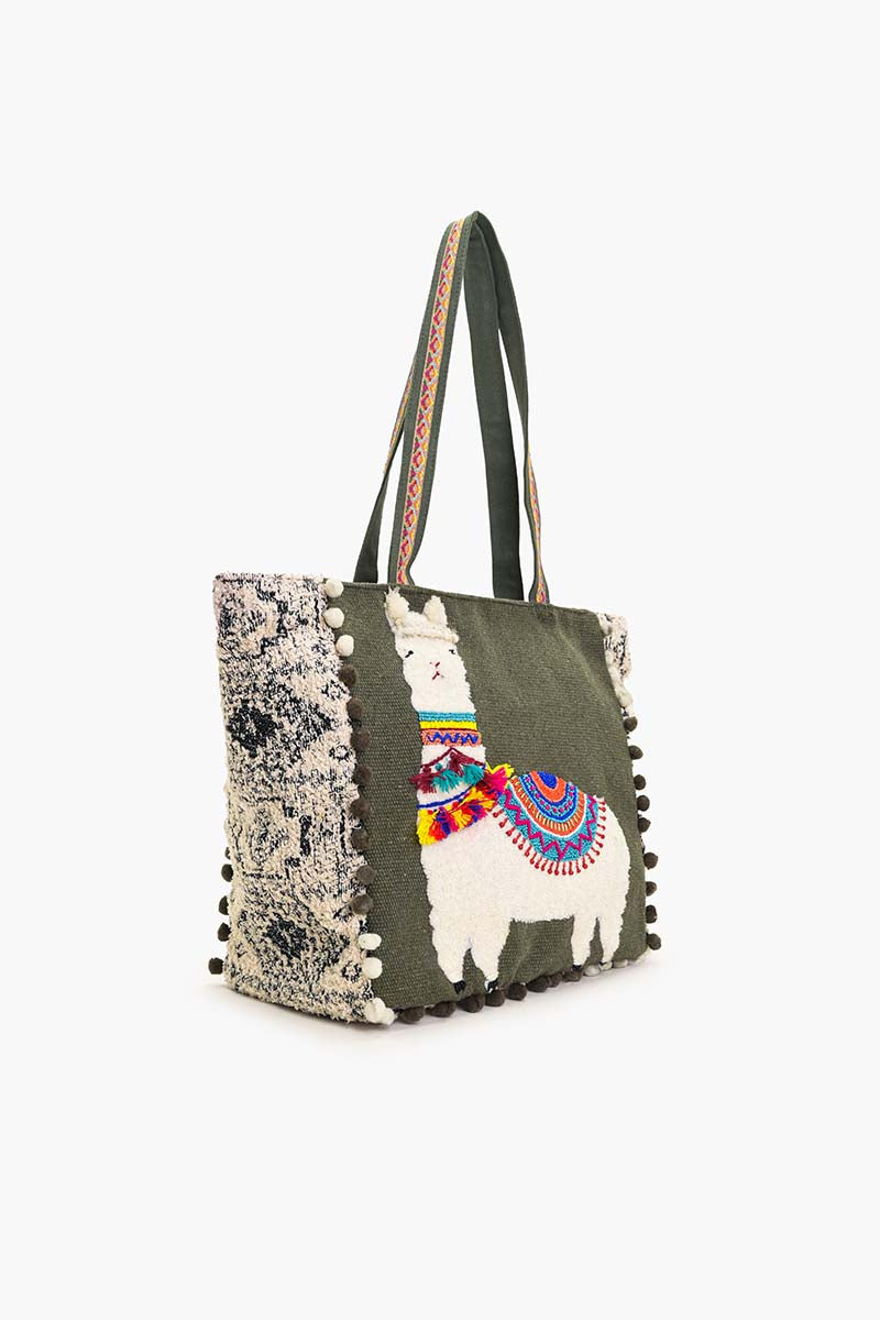 Embellished Shopper Tote Lama