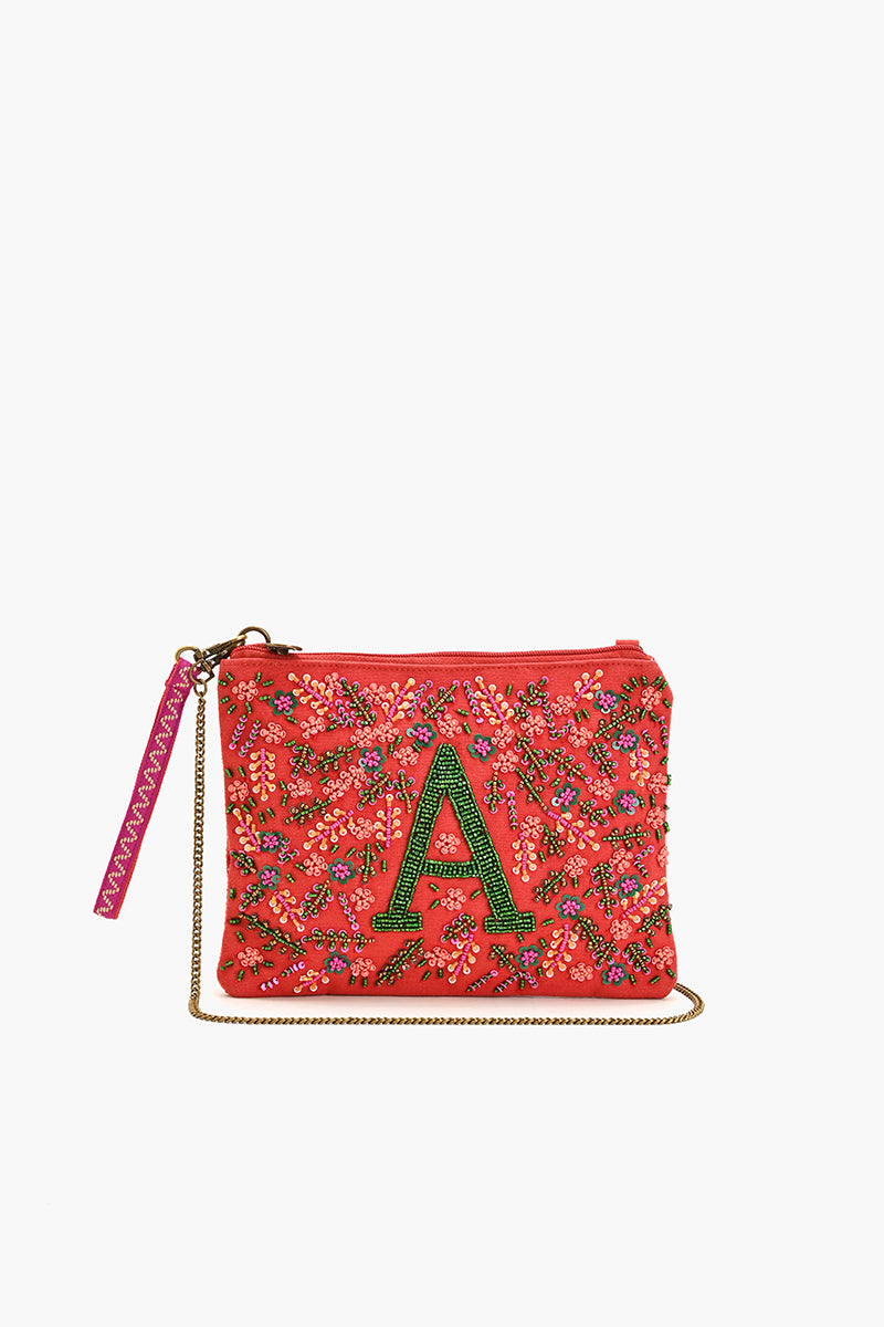 A Initial Embellished Pouch with Coin Bag