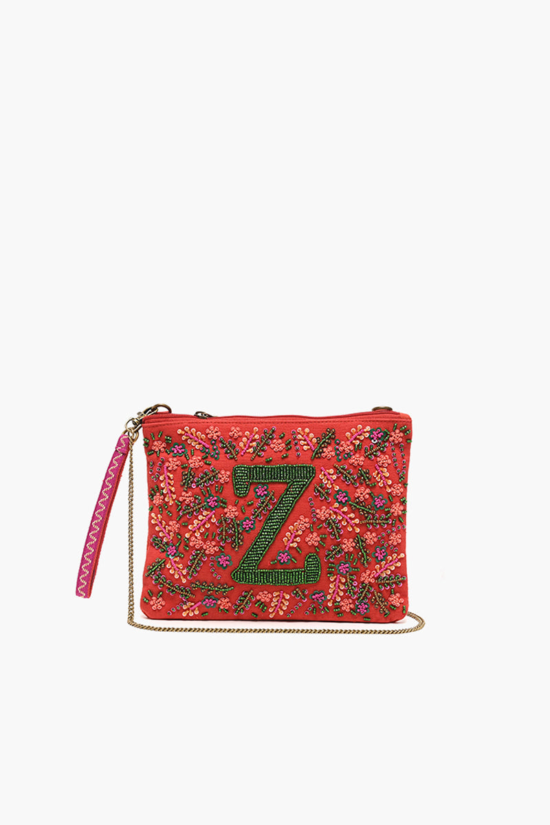 Z Initial Embellished Pouch with Coin Bag