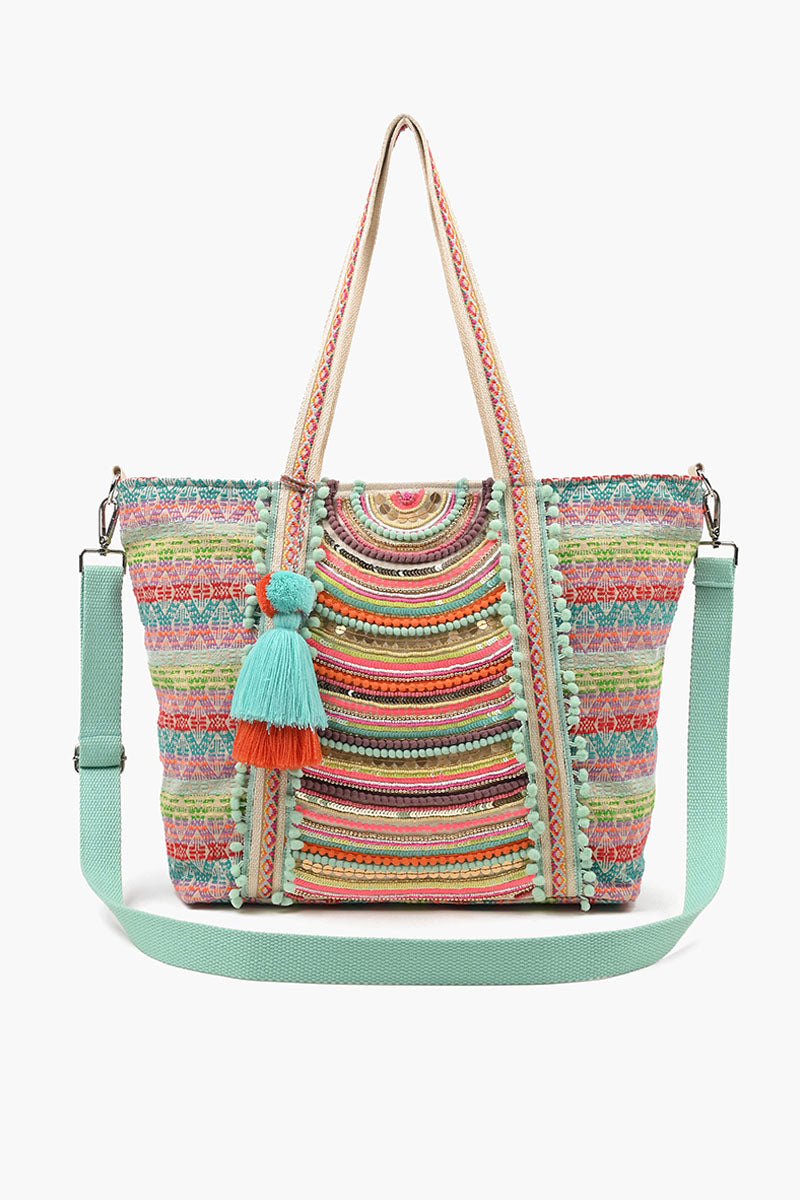 Medium Tote with Bag Strap & Pouch Sprinkle Wave