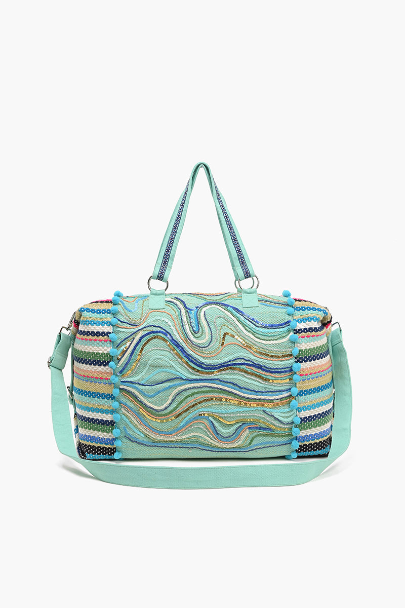 Weekend Travel Bag with Pouch Aqua Waves