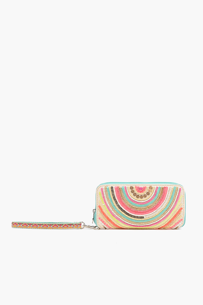 Embellished Wallet with wristlet-Sprinkle Wave