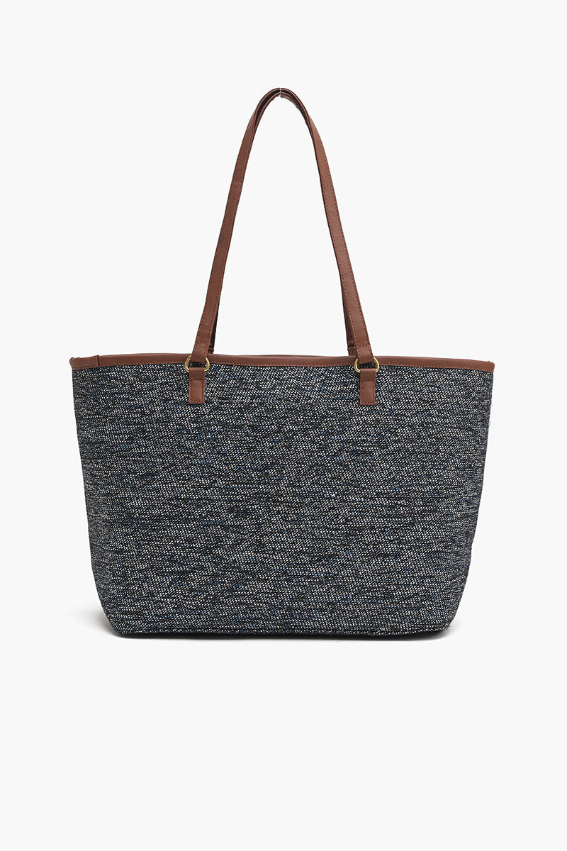 Glamorous Embellished Shopper Bag-Granite Tweed