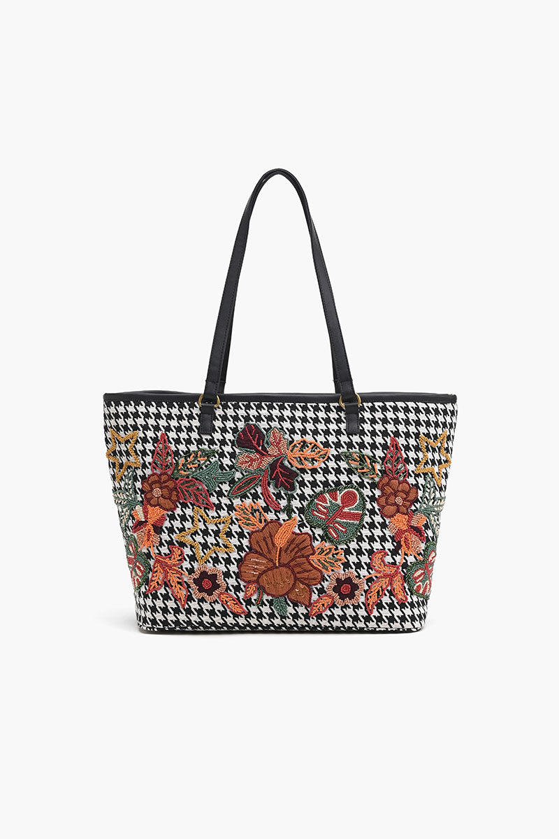 Glamorous Embellished Shopper Bag-Houndstooth