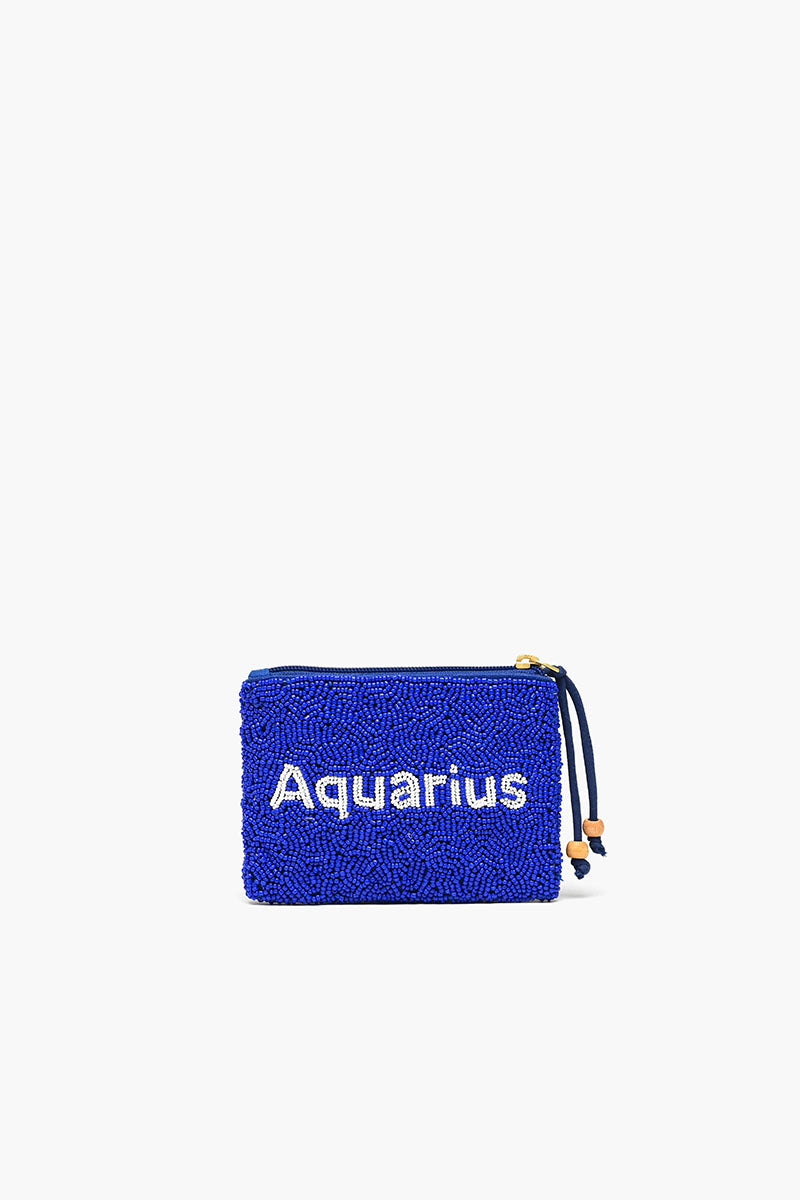 Celestial Beaded Zodiac Coin Purse- Aquarius