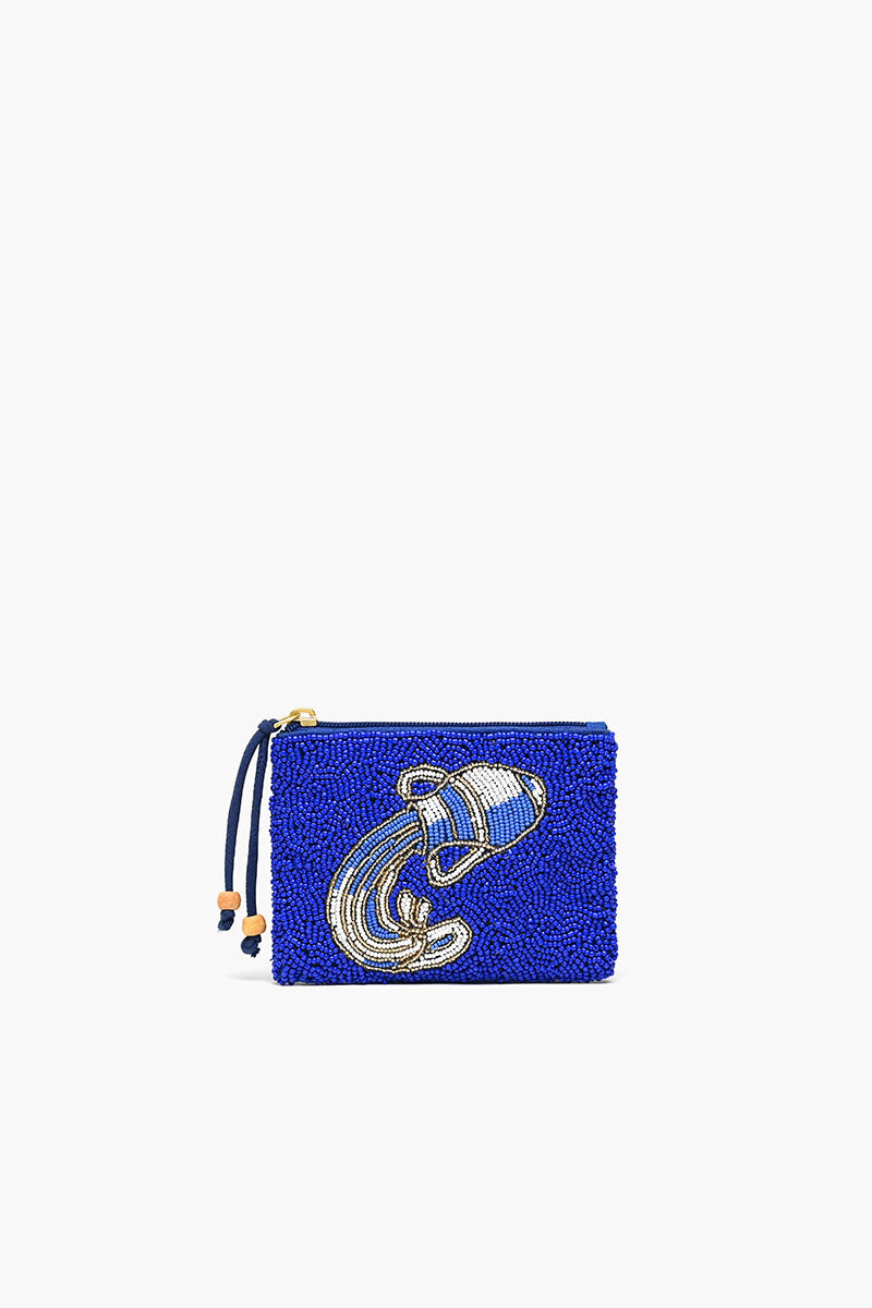 Celestial Beaded Zodiac Coin Purse- Aquarius