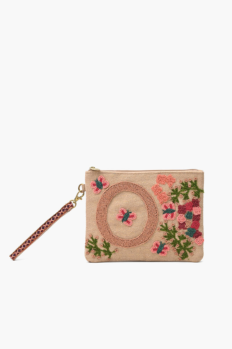 O Personalized Initial Embellished Wristlet Pouch