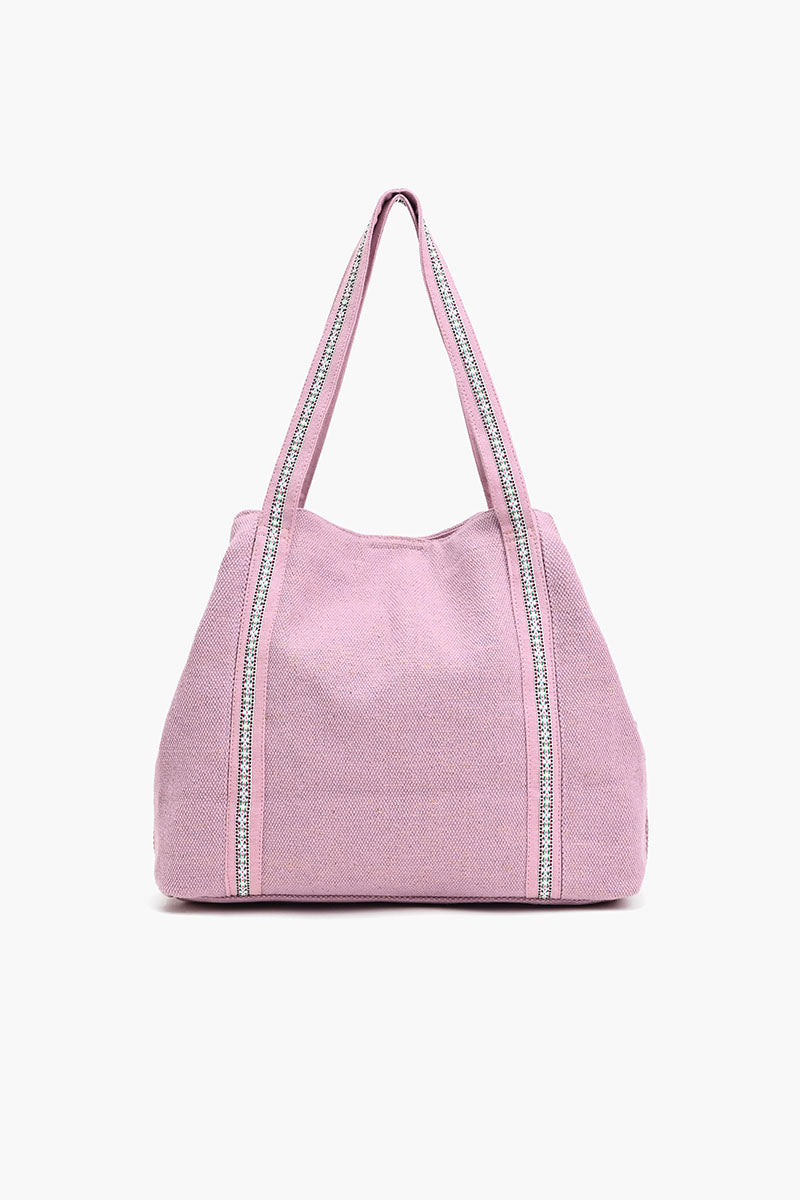 Pink Triple Entry Embellished Shoulder Bag