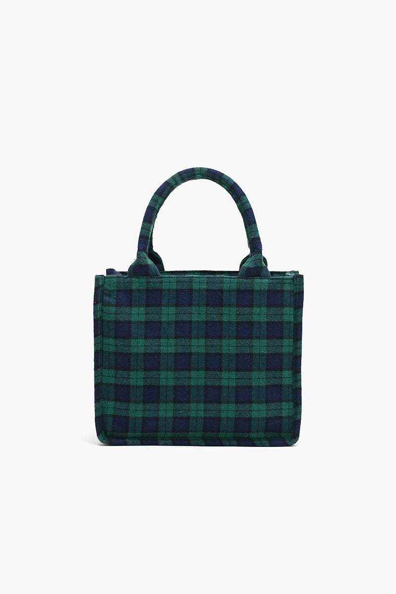 Petite Tote with Embellished Crossbody Strap-Scottish Stripe