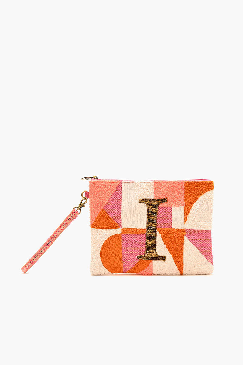 Beaded and Tufted Monogram Pouch-I Initial