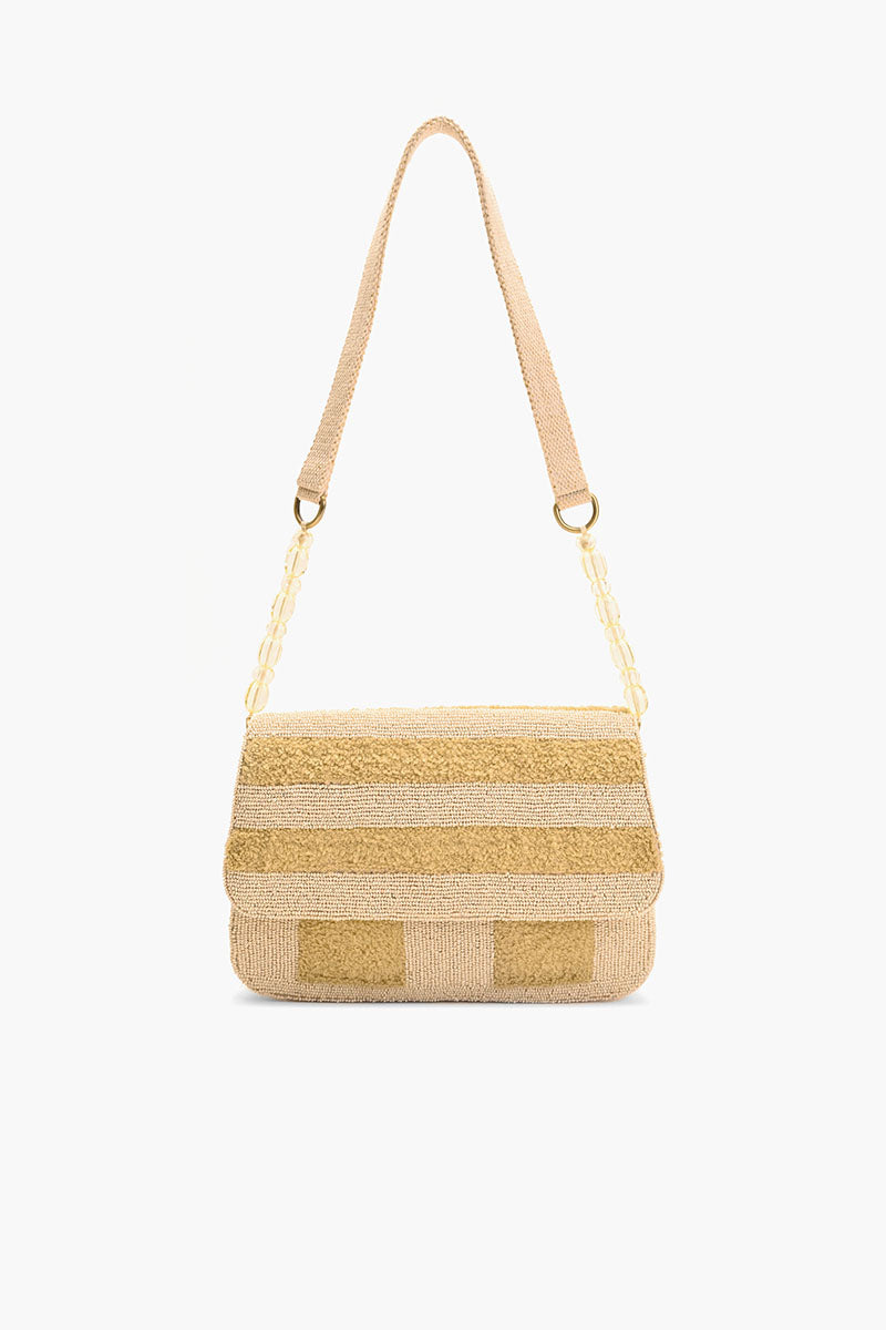 Beaded Shoulder Bag-Natural Stripe