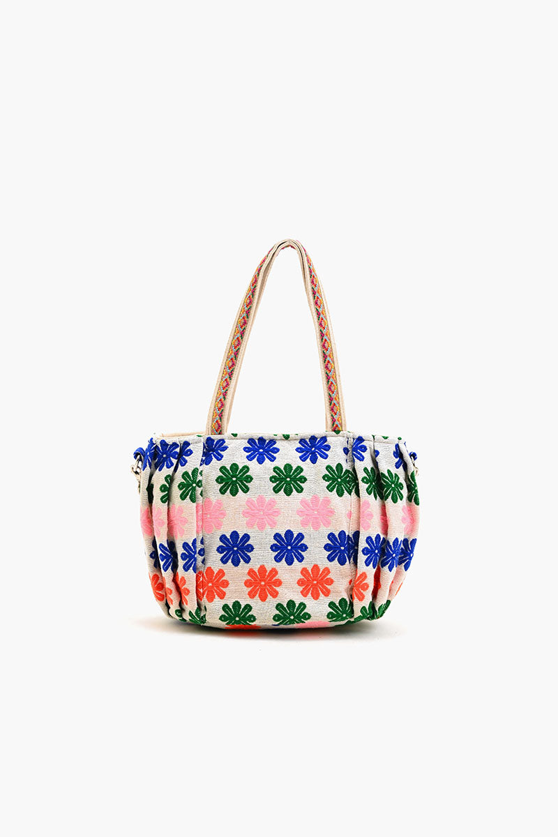 Beaded Ruched Tote with Crossbody Strap-Dragonflies