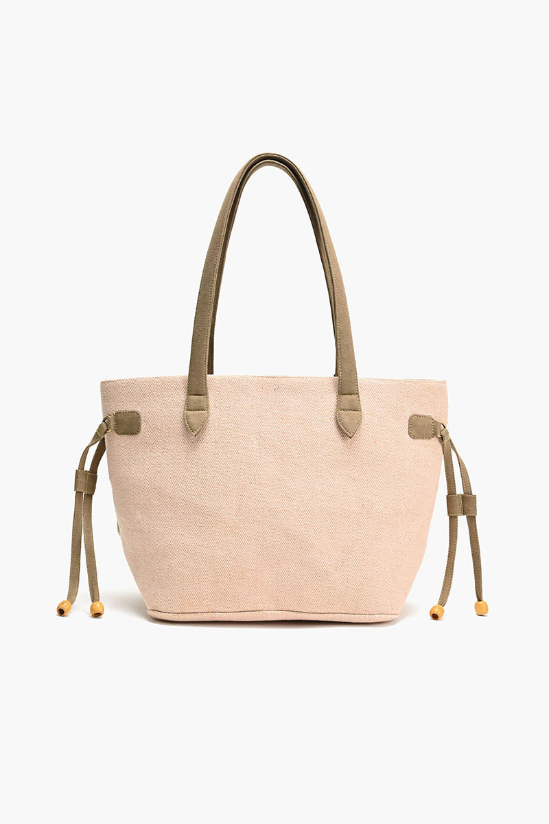 Embroidered Beaded Tote-Blushing Birds