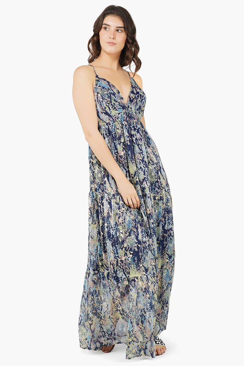 Shimmering Snakeskin Maxi Dress