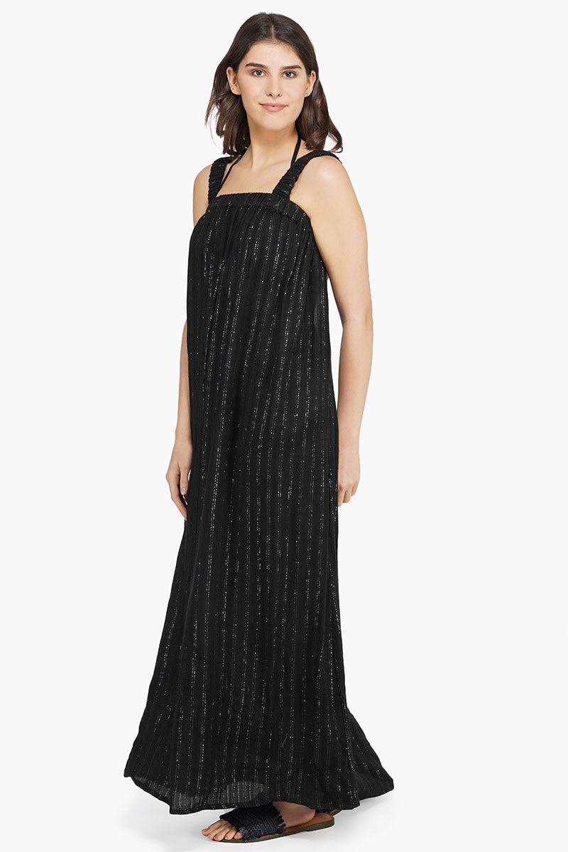 Summer Nights Silver Stripe Maxi Dress