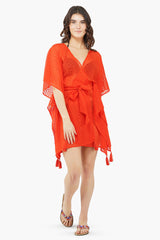 Red Front Open Cover Up Kimono