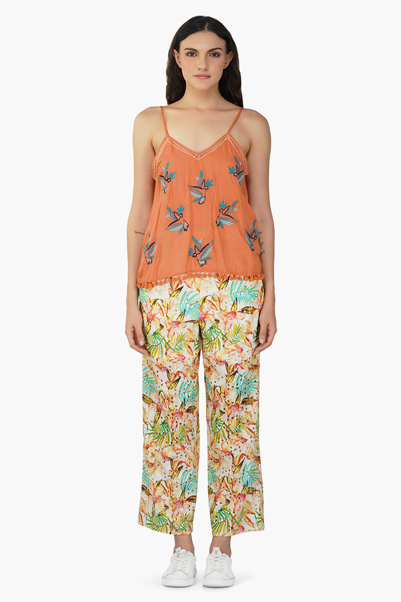 Tangerine Floral Pants