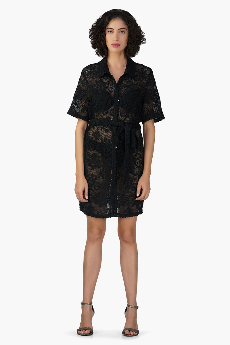 Deborah Crochet Short Shirt Dress