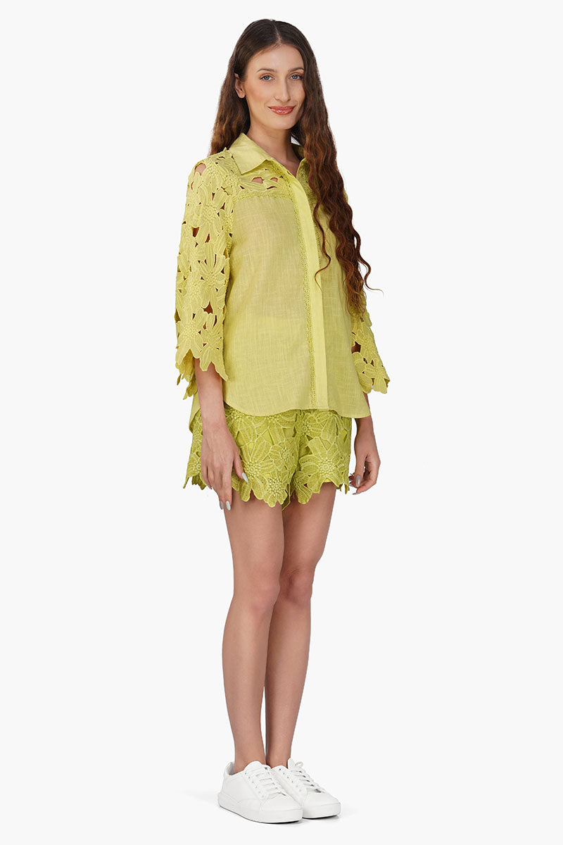 Fall For Neon Floral Lace Shirt