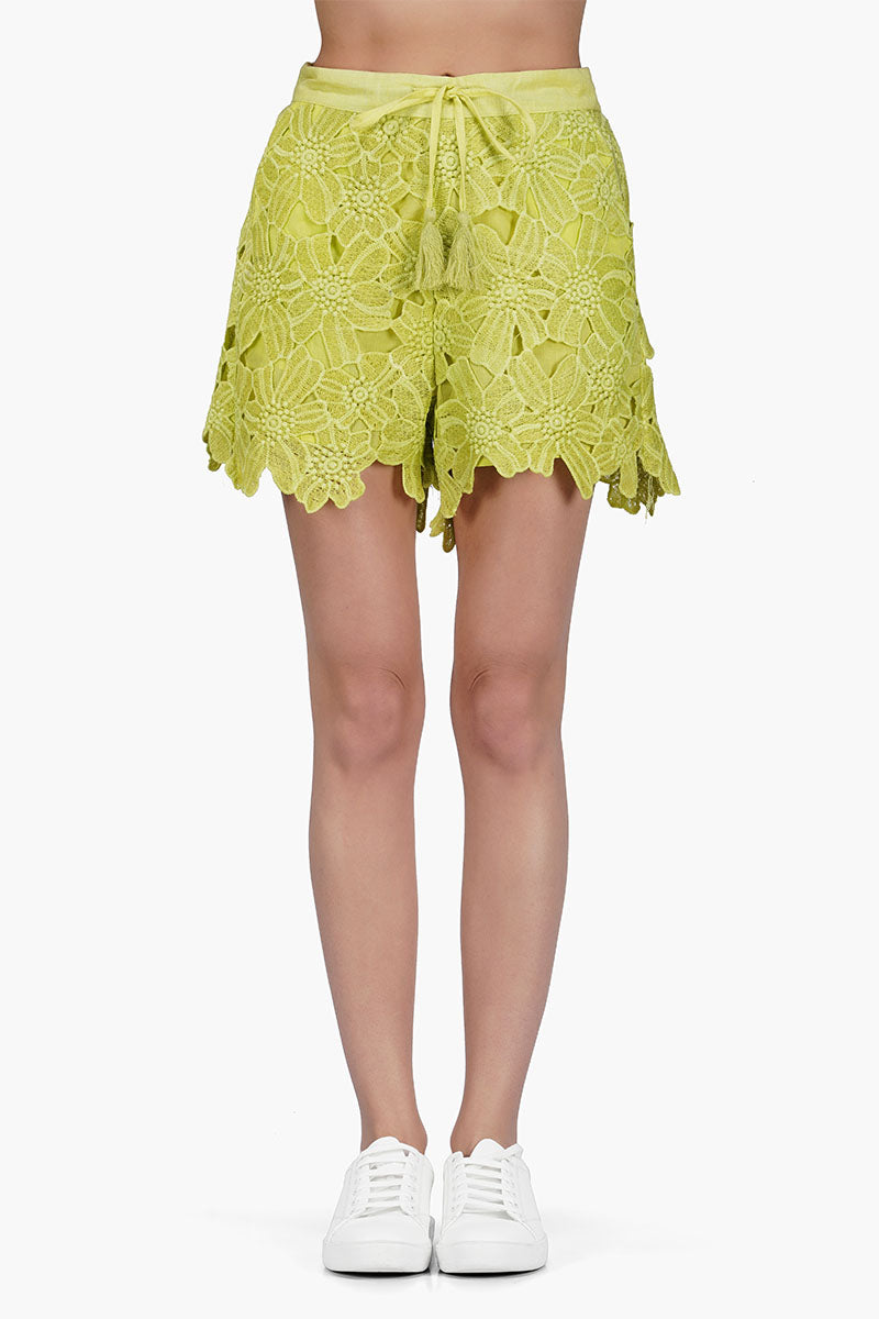 Fall For Neon Floral Lace Shorts