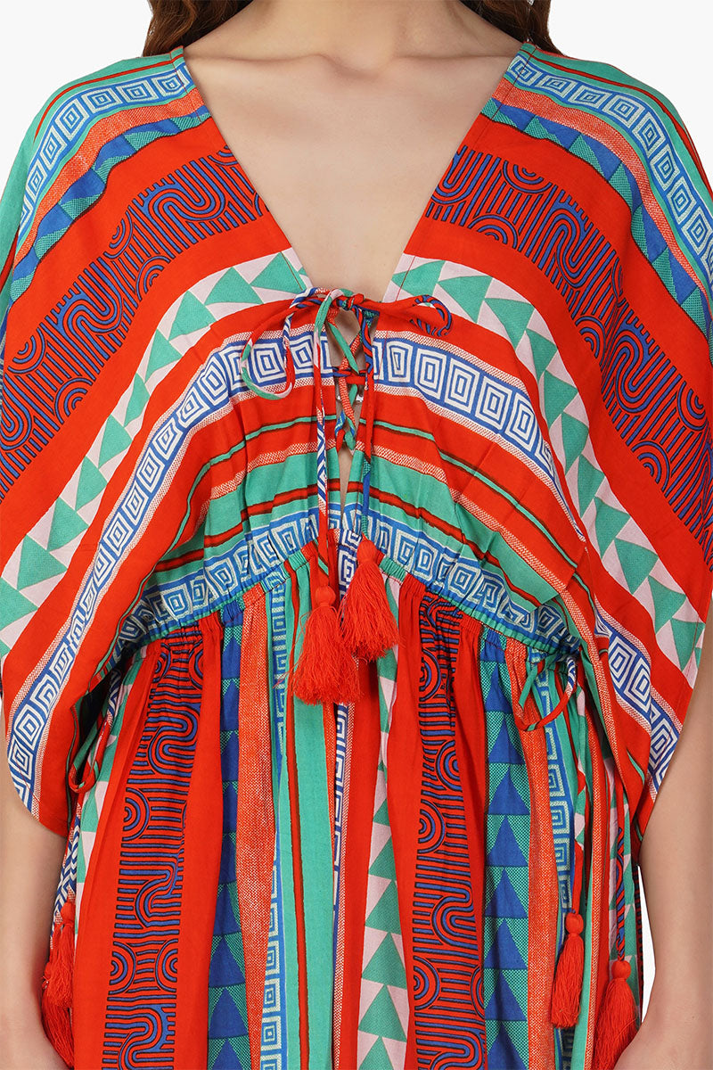 Ruby Aztec Printed Strip Maxi Dress