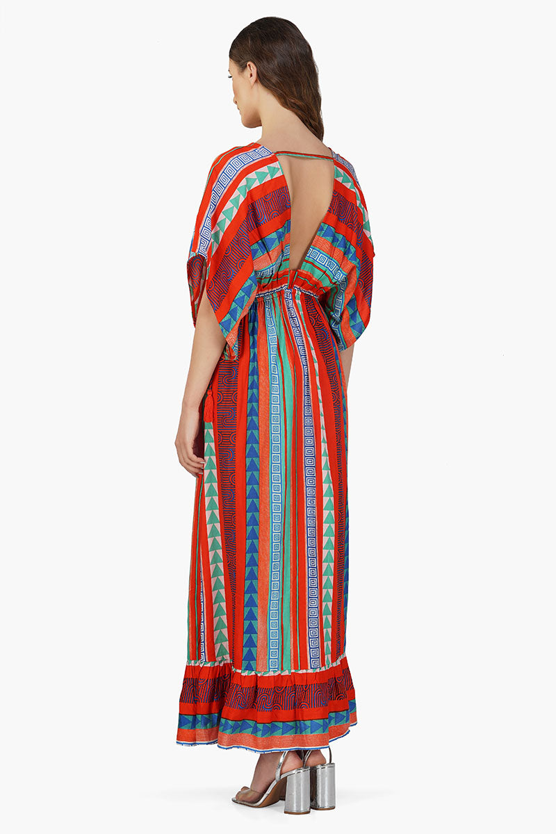 Ruby Aztec Printed Strip Maxi Dress