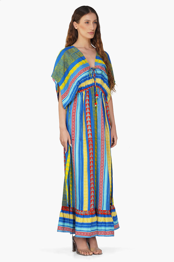 Neel Aztec Stripe Printed Maxi Dress